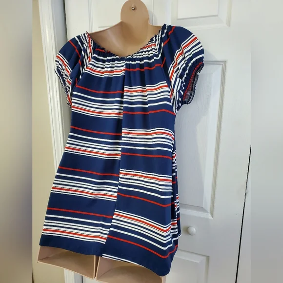 Jennifer Lauren Striped Peasant Top - Picture 7 of 9